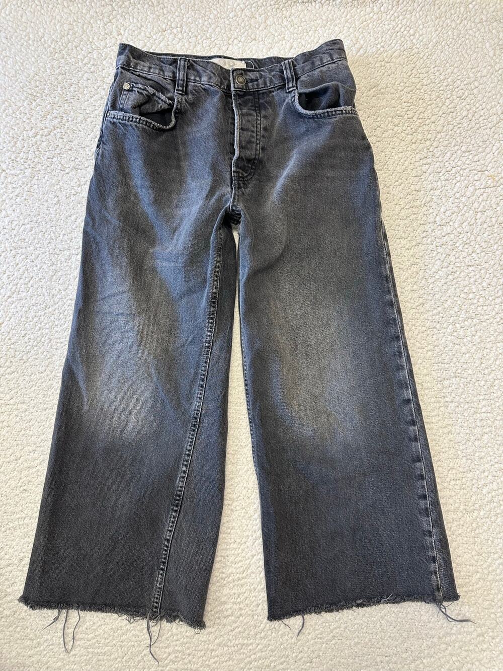 We The Free Womens Raw Hem Wide Leg Jeans Size 28 Short